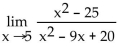 <strong>Find the limit, if it exists.  </strong> A) Does not exist B) 0 C) 5 D) 10 <div style=padding-top: 35px> 
