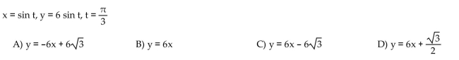 Find an equation for the line tangent to the curve at the point defined by the given value of t.