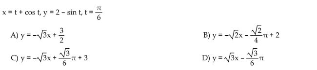 Find an equation for the line tangent to the curve at the point defined by the given value of t.