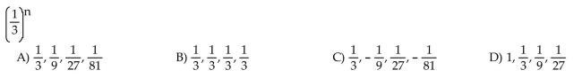 Write the first four elements of the sequence.  <div style=padding-top: 35px> 