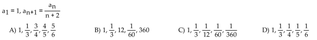 A recursion formula and the initial term(s) of a sequence are given. Write out the first five terms of the sequence.  <div style=padding-top: 35px> 