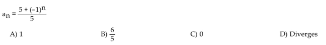 Find the limit of the sequence if it converges; otherwise indicate divergence.  <div style=padding-top: 35px> 
