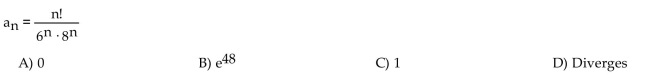 Find the limit of the sequence if it converges; otherwise indicate divergence.  <div style=padding-top: 35px> 