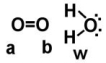 Given the following diagram,describe what happens electronically between these two molecules.   A) Oxygen A becomes slightly positively charged due to the protons on the water molecule. B) Oxygen B becomes slightly positively charged due to the protons on the water molecule. C) Oxygen A becomes slightly negatively charged due to the oxygen molecule. D) Hydrogens on oxygen W becomes slightly positively charged due to the oxygen molecule. E) none of the above