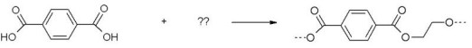 The following reaction is used to make the polymer described below.What is the other starting material?   A) HOCH<sub>2</sub>CH<sub>2</sub>OH B) H<sub>2</sub>O C) HOCH<sub>2</sub>CH<sub>3</sub> D) H<sub>2</sub>C   CH<sub>2</sub> E) HOCH<sub>2</sub>CH<sub>2</sub>CH<sub>2</sub>CH<sub>2</sub>OH