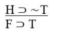 F ⊃ ∼H   A)  Pure hypothetical syllogism. B)  Constructive dilemma. C)  Invalid. D)  Affirming the consequent. E)  Disjunctive syllogism.