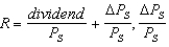 In the equation   is the: A)  rate of return to dividends. B)  dollar value of the stock market. C)  capital return. D)  marginal product of stocks. E)  discount factor.