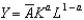 In the Cobb-Douglas production function   , defining y = Y/L as output per person and K=K/L as capital per person, the per person production function is: A)    B)    C)    D)    E)  None of these answers is correct. 