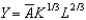 In the Cobb-Douglas production function   , defining y = Y/L as output per person and K = K/L as capital per person, the per person production function is: A)    B)    C)    D)    E)  None of these answers is correct. 