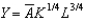In the Cobb-Douglas production function   , defining y = Y/L as output per person and K = K/L as capital per person, the per person production function is: A)    B)    C)    D)    E)  None of these answers is correct. 