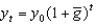 According to the constant growth rate rule, if a variable starts at some initial value y<sub>0</sub> at t = 0 and grows at   at a constant rate   Then the value of the variable in three periods is given by: A)    . B)    . C)    . D)    . E)    .