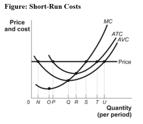 Use the following to answer question:   -(Figure: Short-Run Costs) Use Figure: Short-Run Costs.This firm's short-run supply curve begins at quantity: A) Q. B) R. C) S. D) T.