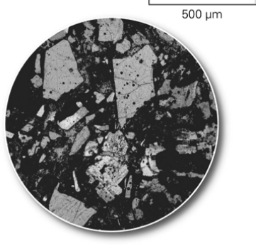 The photo shown below is a(n) ________ that geologists can use to study the minerals in the rock.   A)  hand sample B)  thin section C)  outcrop D)  X-ray