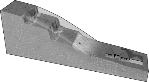 <strong>Construction workers often cut benches or terraces,such as those seen in the image below,along the sides of roads to help mitigate landslides.This is because terraces </strong> A) provide flat areas where large trees and shrubs can be planted. B) mitigate slope failure by removing weight from the hillside. C) force cars to be farther from steep slopes that might fail. D) allow flat areas where houses can be built without adding weight.