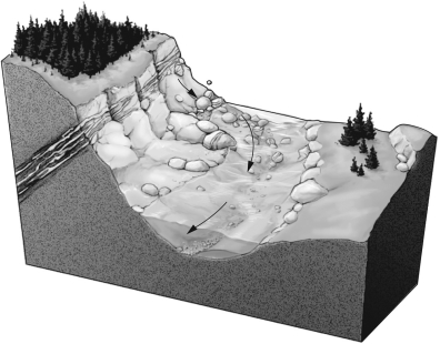 Consult the figure below.________ deposits form where erosion produces clasts of native metals.   A)  Secondary-enrichment B)  Placer C)  Mississippi Valley-type (MVT)  D)  Magmatic