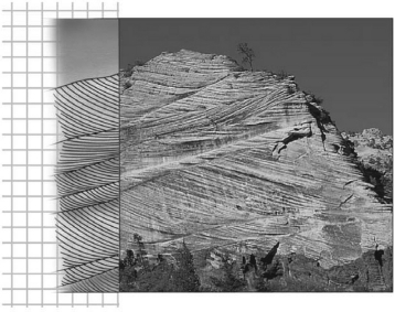 Consult the figure below.Here,distinct internal laminations are inclined at an angle to the boundary of the main sedimentary layers.These are termed   A)  graded beds. B)  cross beds. C)  horizontal beds. D)  tilted beds.