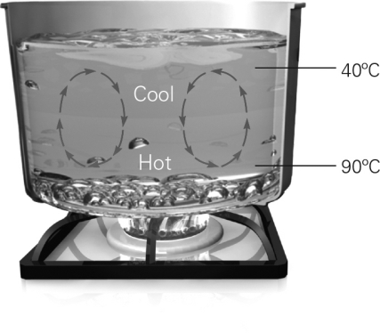 The image below shows an example of which type of heat transfer?   A)  radiation B)  conduction C)  convection D)  advection