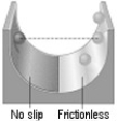 A ball is released from rest on a no-slip surface,as shown in the figure.After reaching its lowest point,the ball begins to rise again,this time on a frictionless surface as shown in the figure.When the ball reaches its maximum height on the frictionless surface,it is   A)  at a greater height as when it was released. B)  at a lesser height as when it was released. C)  at the same height as when it was released. D)  It is impossible to tell without knowing the mass of the ball. E)  It is impossible to tell without knowing the radius of the ball.