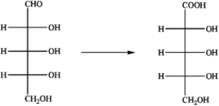 Which reagent would be best suited for the transformation shown?   A)  alkaline Cu<sup>2+</sup> in H<sub>2</sub>O B)  Ag<sup>+</sup> in H<sub>2</sub>O/NH<sub>3</sub> C)  H<sub>2</sub>, with Ni catalyst D)  NaNO<sub>3</sub> at 0°C E)  NaBH<sub>4</sub> in H<sub>2</sub>O