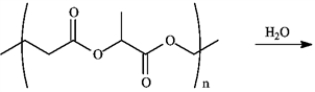 The following a monomer of the polymer used in biodegradable sutures called Lactomerâ. Upon hydrolysis what product(s) form(s)? Draw the appropriate structure(s).  