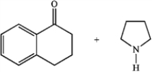 Predict whether the following reactions of the depicted carbonyl containing compounds and amines will result in the formation of an enamine or an imine. A   B   C  