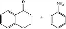 Predict whether the following reactions of the depicted carbonyl containing compounds and amines will result in the formation of an enamine or an imine. A   B   C  