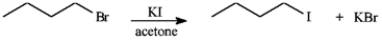 Consider the pair of reactions below to answer the following question(s) . a.   or b.   -Refer to instructions. The nucleophile in these reactions is: A)  K<sup>+</sup> B)  alkyl group C)  Br− D)  I−