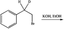 Upon treatment with base, the following isotopically labeled compound gives rise to a major and a minor elimination product. Draw their structures and label each as major or minor.  