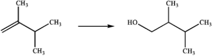 What is the best choice of reagents to perform the following transformation?   A)  H<sub>2</sub>O, H<sub>2</sub>SO<sub>4</sub> B)  Hg(OAc) <sub>2</sub> and H<sub>2</sub>O; followed by NaBH<sub>4</sub> C)  BH<sub>3</sub>; followed by H<sub>2</sub>O<sub>2</sub>, NaOH D)  OsO<sub>4</sub>; followed by NaHSO<sub>3</sub>