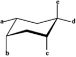 Refer to the structure below to answer the following question(s).   -Refer to instructions. Which of the labeled groups is trans to b?