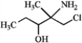 Pick the set of terms that correctly classifies the compound.   A)  tertiary amine, primary alkyl chloride, secondary alcohol B)  primary amine, primary alkyl chloride, secondary alcohol C)  primary amine, primary alkyl chloride, tertiary alcohol D)  secondary amine, primary alkyl chloride, secondary alcohol E)  secondary amine, secondary alkyl chloride, secondary alcohol