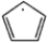 Draw two resonance forms for the cyclopentadienyl radical.  