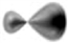 Which of the following best represents the shape of a 2p atomic orbital of carbon? A   B   C   D   A)  A B)  B C)  C D)  D