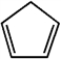 Draw a picture showing the orbitals involved in the π-bonds of cyclopenta-1,3-diene, a commonly encountered reagent in organic synthesis.  