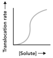 <strong>Consider the transport scenario shown.Which curve represents the overall movement of the small molecule from the extracellular environment to the cytosol? </strong> A) B) C) D)
