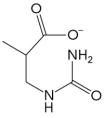 What is the name of the compound below,which is an intermediate in the breakdown of some pyrimidines?   A)  N-carbamoyl-  -alanine B)  N-carbamoyl-  -aminoisobutyrate C)  dihydrothymine D)    -aminoisobutyrate