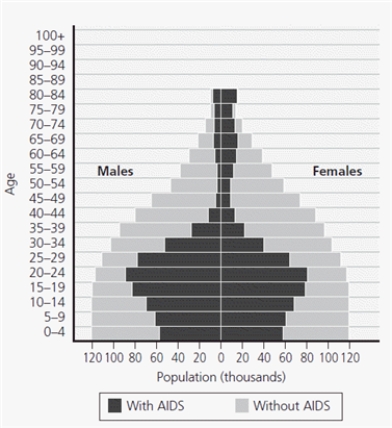Critical Thinking    -What does the accompanying age structure diagram imply about the economic productivity of this country?