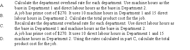 Indeed Company makes a product using two departments: Department 1 and Department 2.Information on these departments is as follows:     
