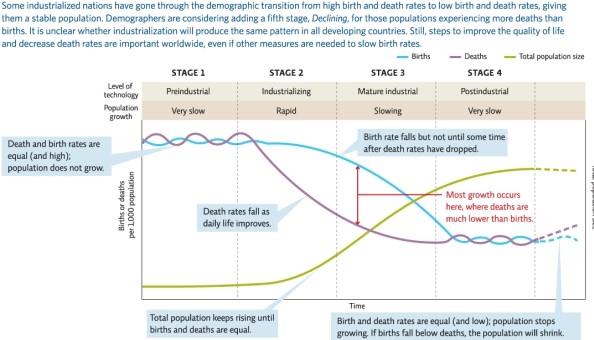 Refer to Infographic 5.The AIDS epidemic continues to affect certain African countries especially hard,as it targets individuals of reproductive and pre-reproductive age.Describe how this epidemic might prevent a country from proceeding through the demographic transition.In which stage might it be stuck?  <div style=padding-top: 35px> 