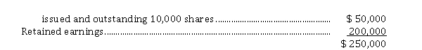 The shareholders' equity section of Zagreb Corp. at December 31, 2019 was: Common shares, no par value; authorized 20,000 shares;   On February 28, 2020, when the market value of Zagreb's shares was $ 12 per share, the board of directors declared a 15% stock dividend, and accordingly 1,500 additional shares were issued. For the two months ended February 28, 2020, Zagreb reported a net loss of $ 20,000. What amount should Zagreb report as retained earnings at February 28, 2020? A)  $ 162,000 B)  $ 180,000 C)  $ 182,000 D)  $ 198,000