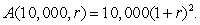 The table below gives the value   of an investment of P dollars after 2 years in an account whose annual percentage yield is 100r%. The value of a $10,000 investment after 2 years can be modeled by   Find and interpret   when the annual interest rate is 4.3%.   A)  $8.30 per percentage point; it represents how much money a $10,000 investment would earn if the interest rate increased by one percent. B)  $1,060.00 per percentage point; it represents how much money a $10,000 investment would earn if the interest rate increased by one percent. C)  $1,060.00 per percentage point; it represents the rate of increase in value of $10,000 investment as the interest rate increases by one percent. D)  $208.60 per percentage point; it represents the rate of increase in value of $10,000 investment as the interest rate increases by one percent. E)  $104.30 per percentage point; it represents how much money in the investment is due to the interest rate.