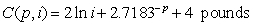 The per capita consumption of peaches can be modeled as   where the price of peaches   is and the person lives in a family with annual income $10,000i. Use this model to calculate the rate of change of the per capita consumption of peaches with respect to yearly income when the yearly income is $30,000 and the price is $1.70 per pound. A)  0.67 pound per ten thousand dollars B)  0.47 pound per ten thousand dollars C)  0.57 pound per ten thousand dollars D)  0.51 pound per ten thousand dollars E)  0.87 pound per ten thousand dollars