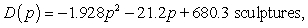 The average quantity of sculptures that consumers will demand can be modeled as   and the average quantity that producers will supply can be modeled as   where the market price is p hundred dollars per sculpture. Determine the total social gain when sculptures are sold at the equilibrium price. Round your answer to the nearest dollar. A)  $295,907 B)  $132,272 C)  $182,553 D)  $264,371 E)  $700,605