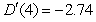 The function D gives the time, in years, that it takes for an investment to double if interest is continuously compounded at r%. Write a sentence of interpretation for   A)  If the interest rate for an investment at 4% compounded continuously is changed to 5% compounded continuously, the doubling time will decrease by approximately 2.74 years. B)  If the interest rate for an investment at 4% compounded continuously the doubling time will decrease by approximately 2.74 years. C)  If the interest rate for an investment at 2.74% compounded continuously the doubling time will decrease by approximately 4 years. D)  If the interest rate for an investment at 4% compounded continuously is changed to 5% compounded continuously, the doubling time will increase by approximately 2.74 years. E)  If the interest rate for an investment at 2.74% compounded continuously is changed to 3.74% compounded continuously, the doubling time will increase by approximately 4 years.