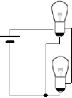   -The light bulbs in this circuit are connected in A) parallel. B) series. C) neither parallel nor series. D) a short circuit.