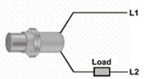 The circuit shown is that of a:    A) one-wire proximity sensor B) two-wire proximity sensor C) three-wire proximity sensor D) four-wire proximity sensor