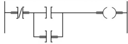 The highlighted instructions in the program rung shown indicate:   A) the instruction is true. B) the instruction is false. C) the instruction does not have logic continuity. D) the instruction is false and does not have logic continuity.