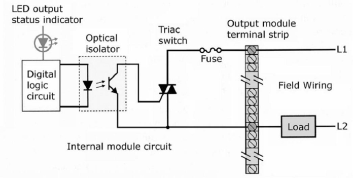 The input signal to the module comes from   A) the input field device. B) the output field device. C) internal logic circuitry of the processor. D) either the input field device or the output field device.