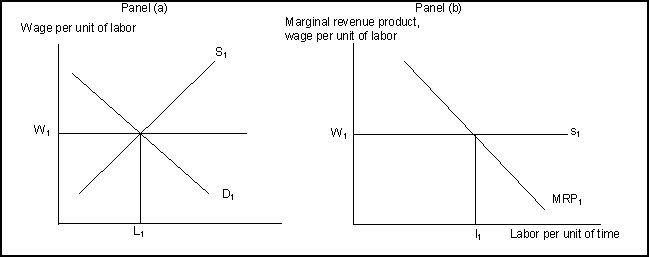 Use the following to answer question(s) : Wage Determination in Perfect Competition    -(Exhibit: Wage Determination in Perfect Competition)  An increase in population, all other things unchanged, will tend to: A)  shift D₁ to the right. B)  lead to an increase in S₁. C)  raise the market wage. D)  lead to a decrease in S₁.