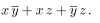 We construct the following K-map. Combining terms gives us the expansion